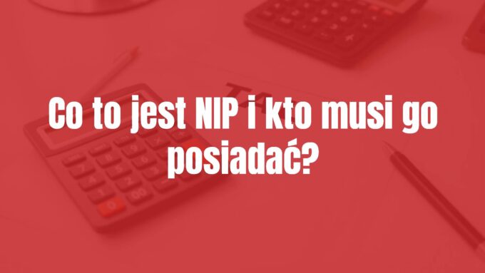 A modern tax office desk with a document showing a 10-digit NIP number, a calculator, and a pen, clean and professional.