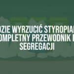 Styrofoam waste sorting guide, various types of styrofoam pieces, recycling bins in background, eco-friendly theme, bright and clear lighting.