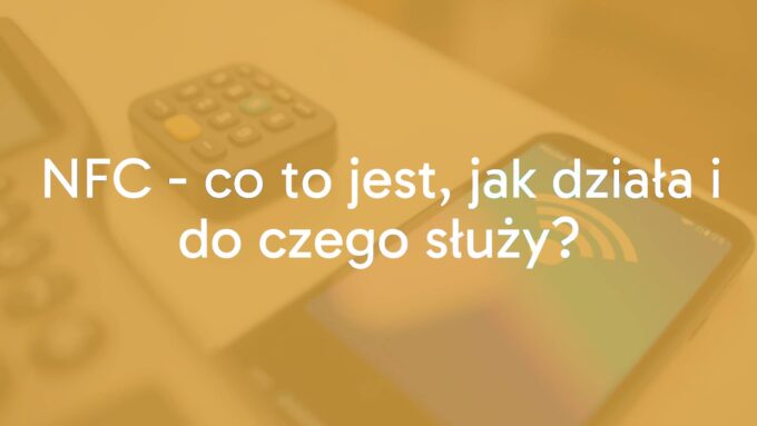 Smartphone with NFC symbol glowing, close-up, showing wireless connection with a payment terminal, modern technology, clean background, vibrant colors, realistic.