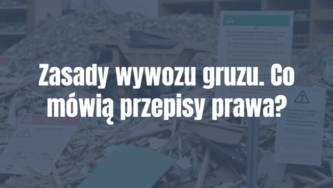 Construction debris pile at a demolition site, with a dump truck in the background, legal documents and warning signs about waste disposal regulations nearby, realistic style.