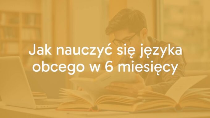 A person studying a foreign language with books and laptop, immersive environment, motivational vibe, modern and realistic style.